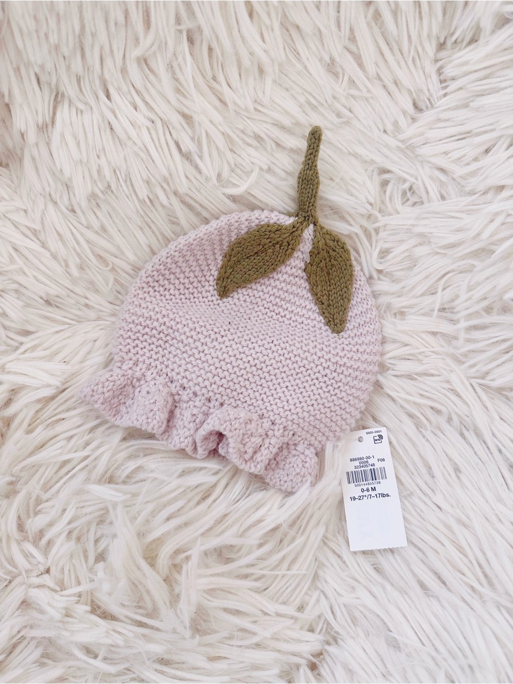 Old Navy • Flower Cap Knit Bonnet in Lilac/Green